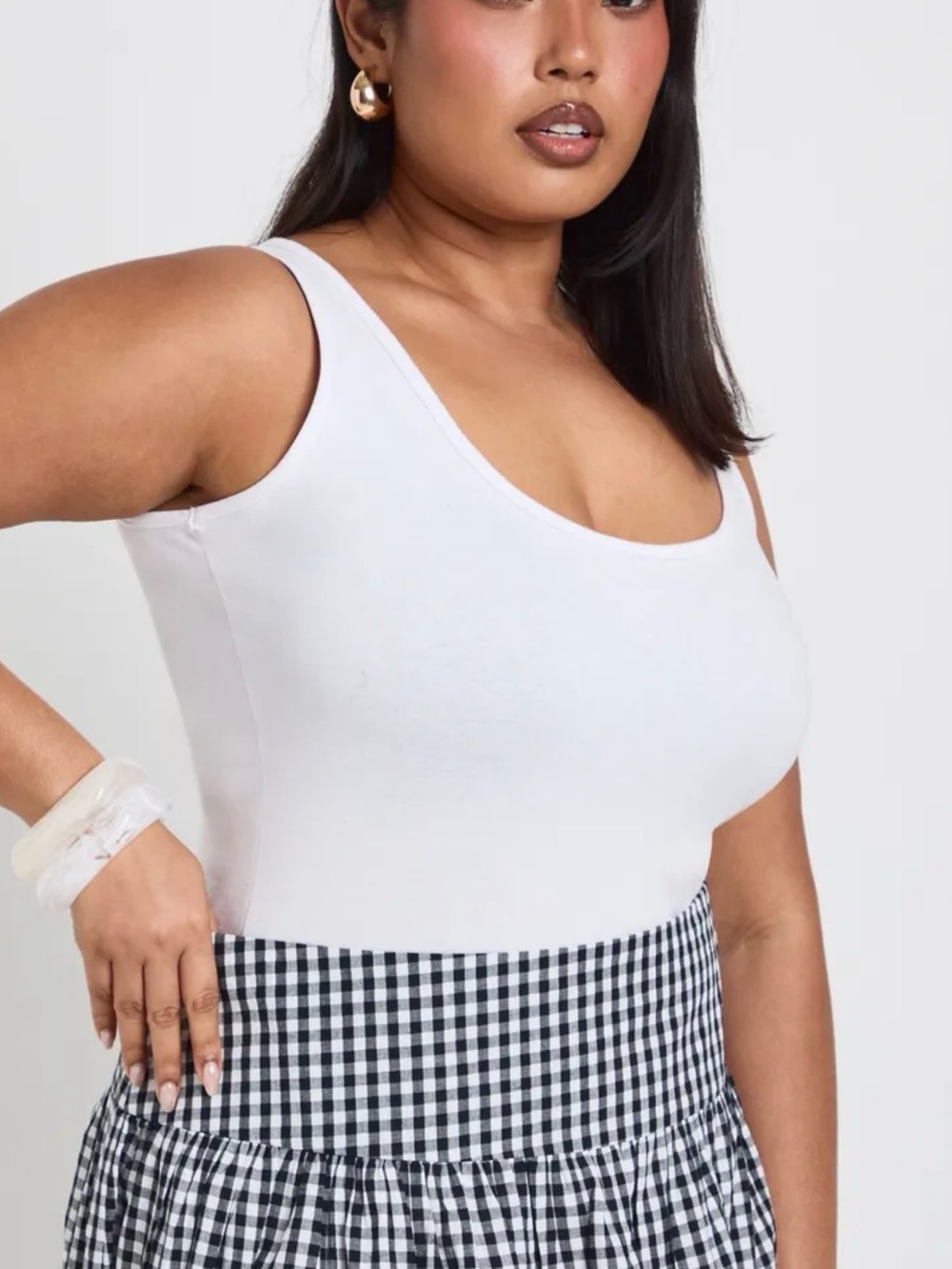 Boohoo Black & White Gingham Maxi poplin Skirt - Picture 3 of 9